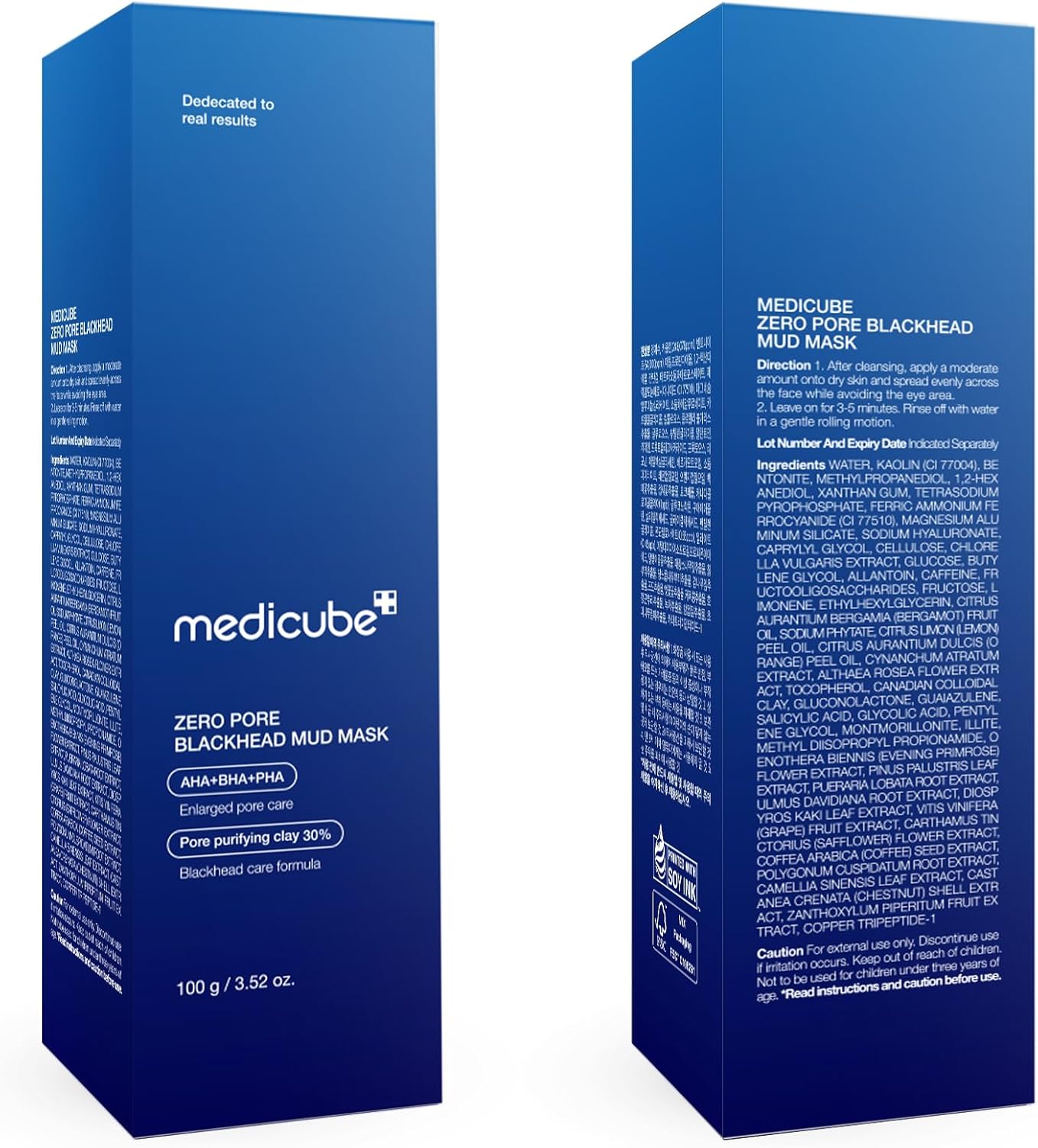 medicube Zero Pore Blackhead Mud Facial Mask - Skin Cooling & Pore Tightening - 3 Minute Quick Dry Formula with AHA, BHA, PHA, and Pore-Purifying Clay - Korean Mud Mask 100 g