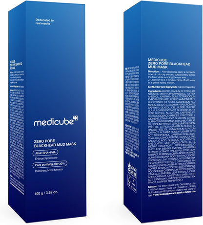 medicube Zero Pore Blackhead Mud Facial Mask - Skin Cooling & Pore Tightening - 3 Minute Quick Dry Formula with AHA, BHA, PHA, and Pore-Purifying Clay - Korean Mud Mask 100 g
