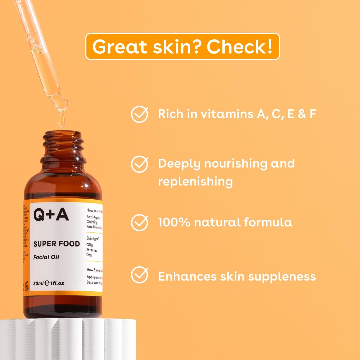 Q+A Hyaluronic Acid Facial Serum (30ml), Natural Hydrating Face Serum, for Plump Skin, Anti Ageing, Fragrance Free, Delivers Deep, Lasting Hydration, Rehydrates and Softens the Skin