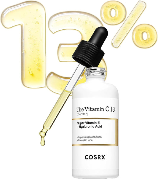 COSRX The Vitamin C 13 Serum 20ml (Renewal Edition), 13% Pure Vitamin C Vitamin E & Hyaluronic Acid, Facial Serum for Fine Lines, Uneven Skin Tone & Dull Skin, Korean Skincare
