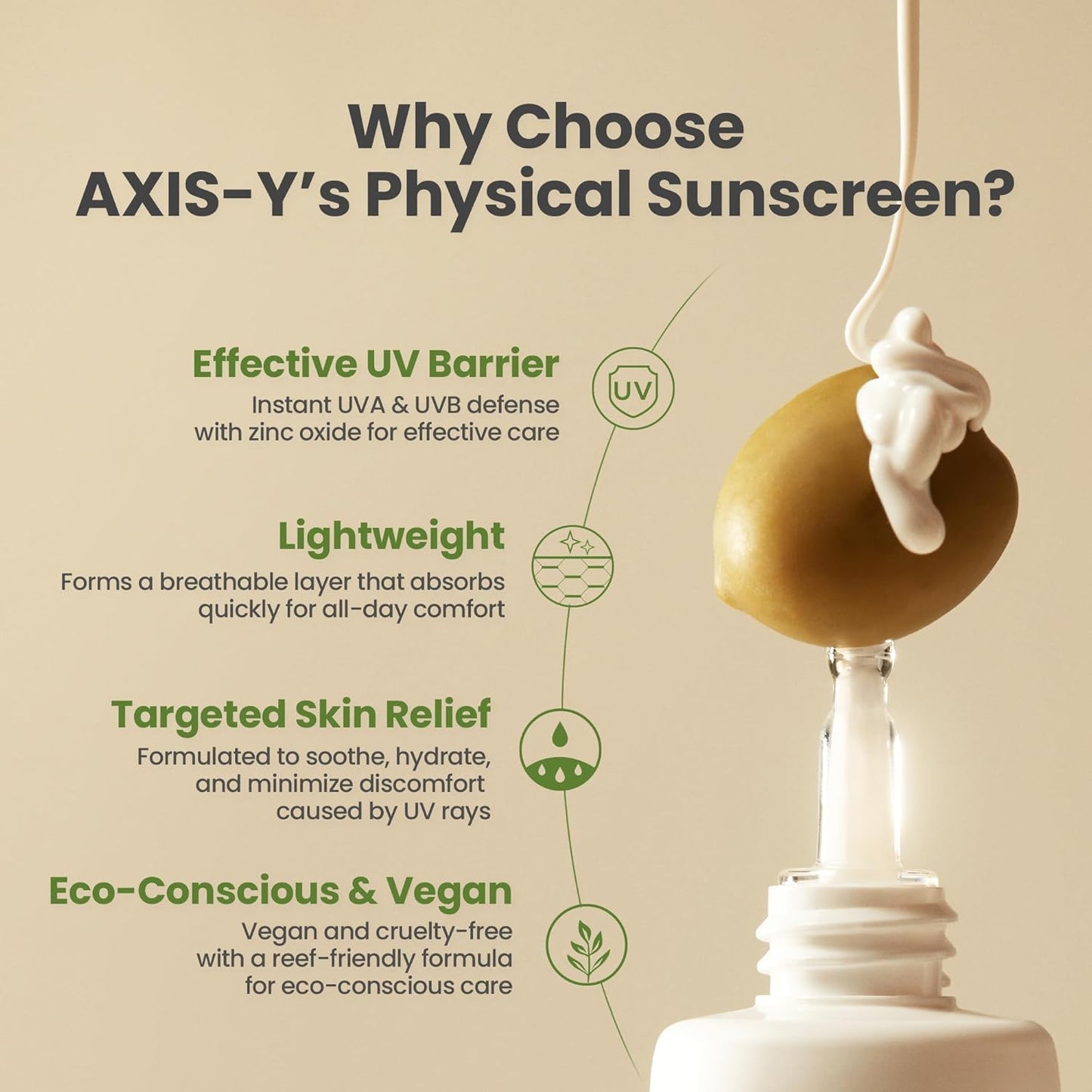 AXIS-Y Complete No-Stress Physical Sunscreen V3 - SPF 50 Face Moisturiser Mineral Sun Cream - Hydrating, Glowing, No White Cast - Vegan Korean Skincare SPF Moisturiser - 50ml/1.69 fl. oz.