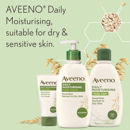 Aveeno Daily Moisturising Body Wash, With Soothing Oat, Suitable For Sensitive Skin, Gently Cleanses and Nourishes, Soap-Free, Lightly Scented, 300ml