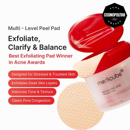 medicube Zero Pore Pads 2.0, Dual-Textured Facial Toner Pads for Exfoliation and Pore Care with 4.5% AHA Lactic Acid & 0.45% BHA Salicylic Acid, Ideal for All Skin Types, Korean Skin Care (70 units)