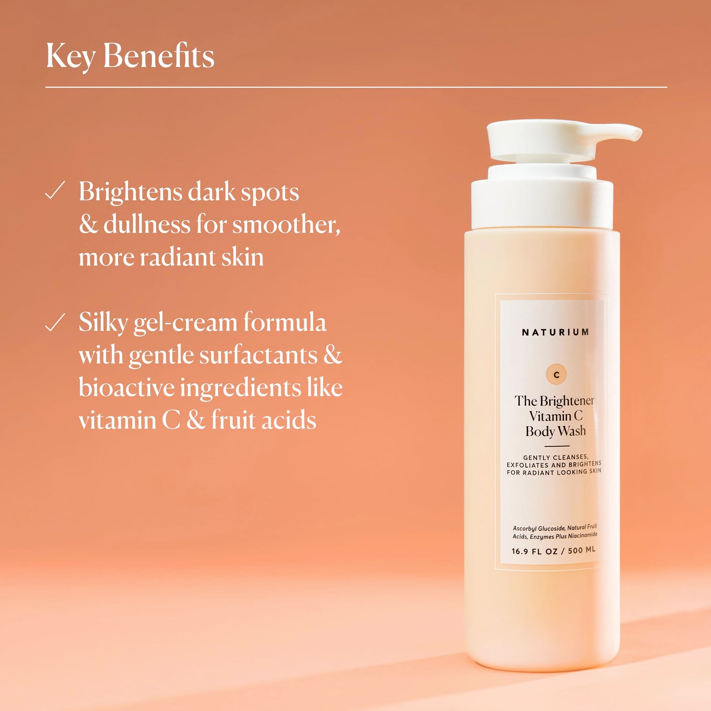 Naturium The Smoother Glycolic Acid Exfoliating Body Wash, Soft & Smoothing Cleanser | 16.9 FL OZ / 500 ML