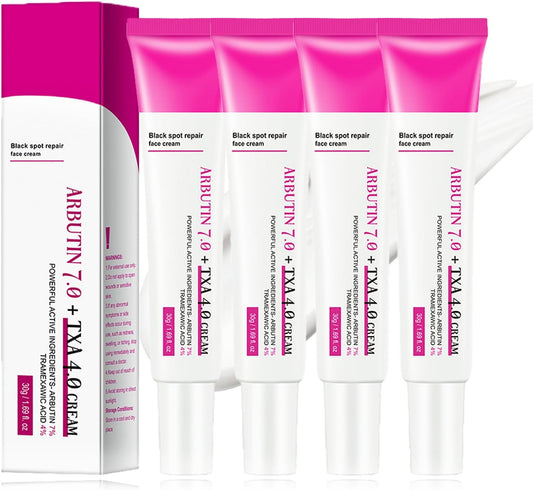 4 Pcs Arbutin 7% + Tranexamic Acid 4% Cream, Dark Spot Remover Hydrating Arbutin Cream, Helps Even Out Skin Tone for A Radiant Look, 4 * 30g