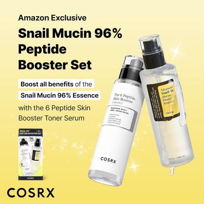 COSRX Snail Mucin 96 Peptide Booster Skincare Set, Korean Skincare Gift Set for Glowing Skin, Christmas Gifts & Stocking Stuffers for Women and Teen Girls, Snail Mucin & Peptide Face Serums