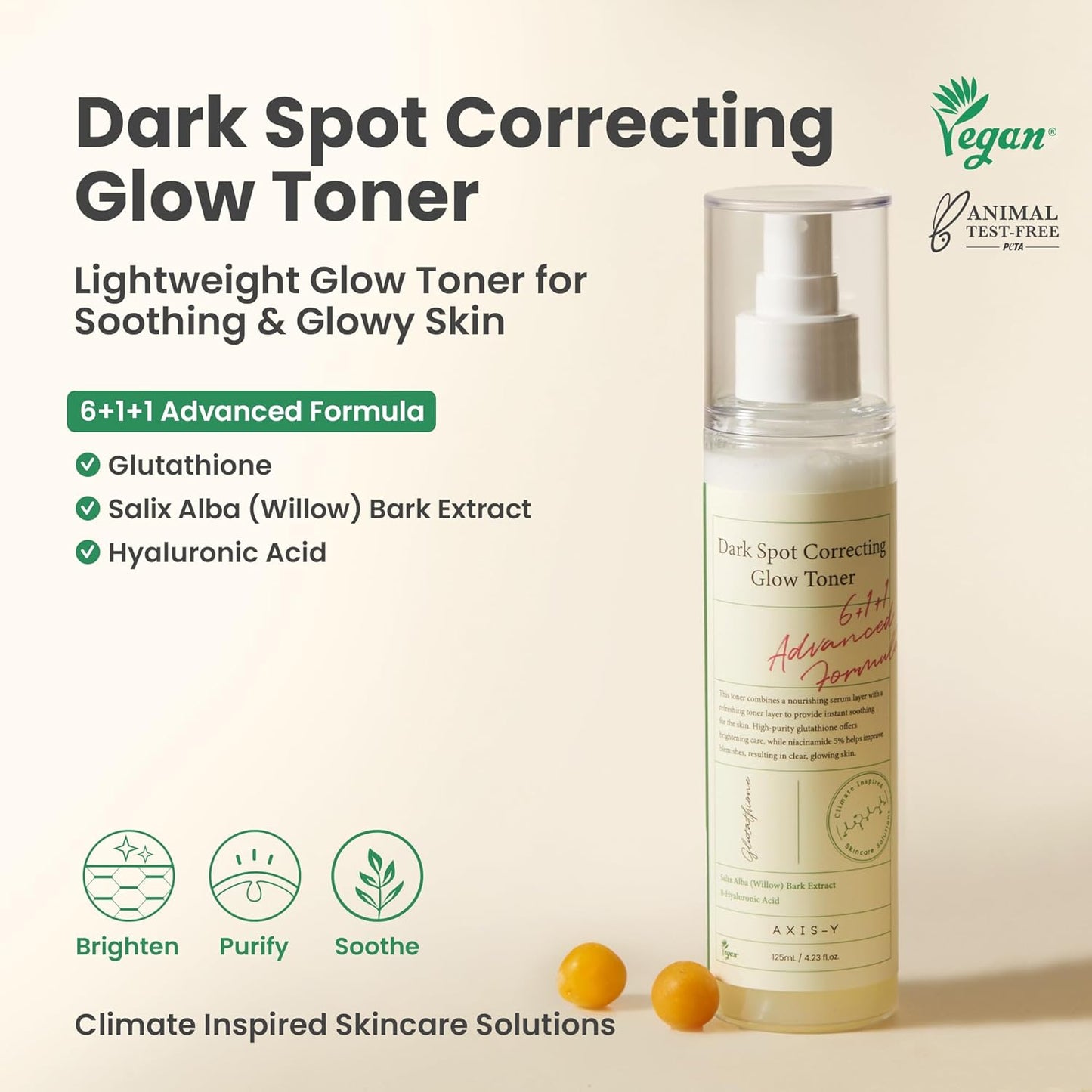 AXIS-Y Dark Spot Correcting Glow Toner - 5% Niacinamide, Glutathione & Salicylic Acid for Skin Brightening & Soothing - Vegan Korean Skincare Face Spray Toner - 125ml/4.23 fl. oz.