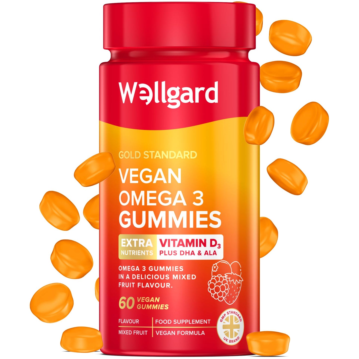Wellgard Vegan Apple Cider Vinegar Gummies, Gold Standard 1000mg ACV Gummies with Vitamin C, Chromium and Pomegranate, Non-GMO, Gluten-Free & Gelatine-Free