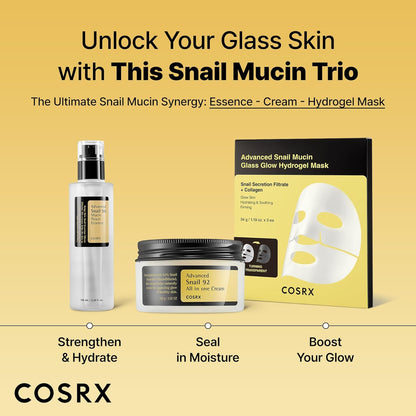 COSRX Glass Skin Starter Set, Amazon Exclusive, Advanced Snail 96% Mucin Power Essence & Retinol 0.1% Cream Mini Sample, Daily Hydrating & Firming Korean Skin Care Kit, Gift Set