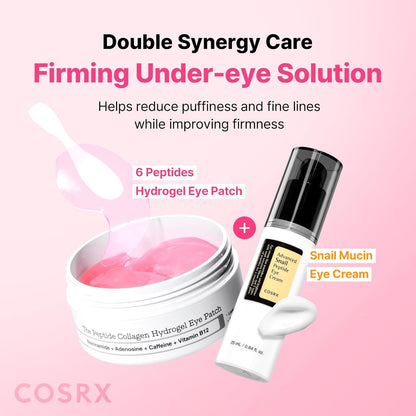 COSRX Pink Peptide Collagen Hydrogel Eye Patches Wrinkle Patches for Puffy Eyes, Dark Circles, Eye Bags, Wrinkles and Fine Lines, Firming and Depuffing Under Eye Masks, Korean Skincare 60 Patches
