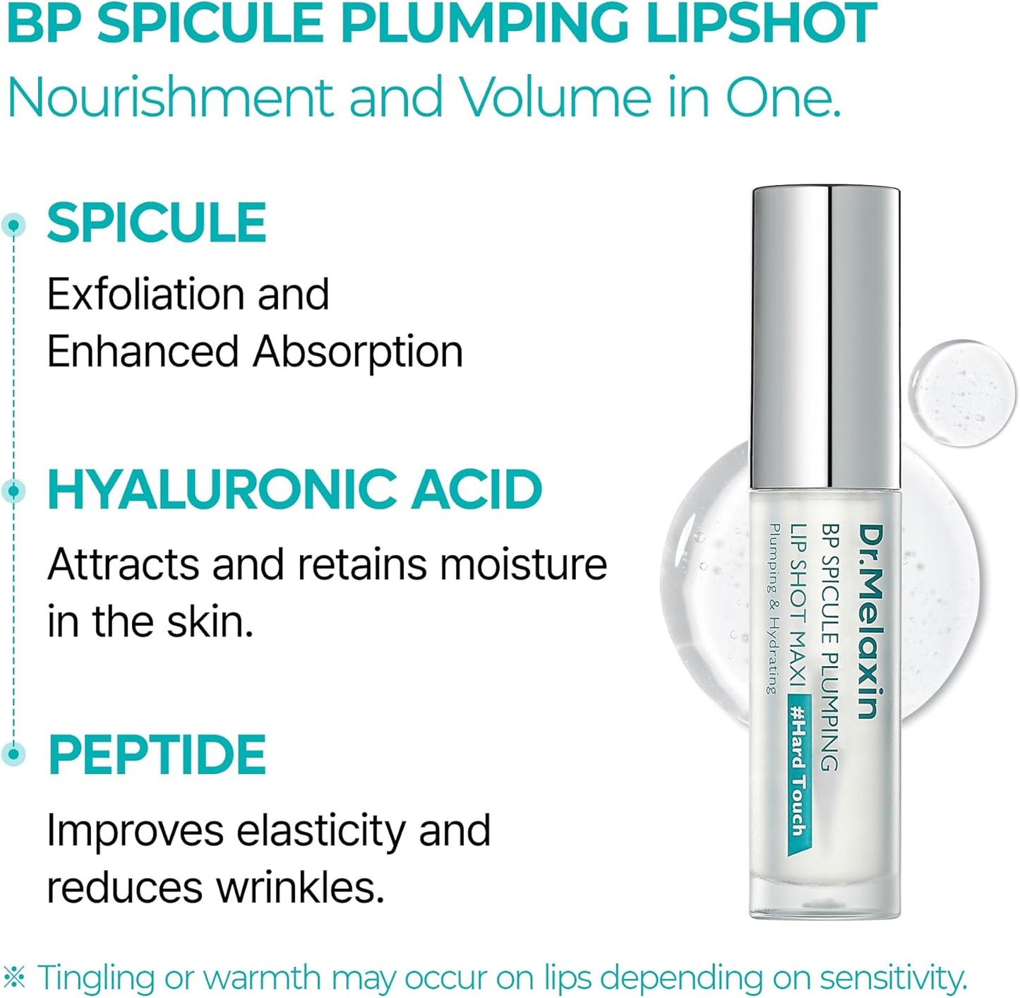 Dr.Melaxin Lip Plumper Gloss Maxi (4ml, BP Spicule) – Intense Volumizing Lip Plumper for Fuller Lips, Noticeable Tingling Effect, Instant Shine & Hydration, K-Beauty