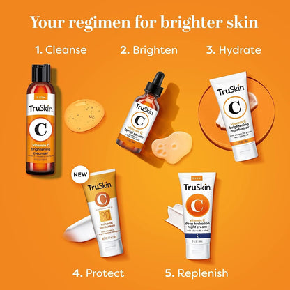 TruSkin Vitamin C Serum for Face – Anti Aging Face Serum with Vitamin C, Hyaluronic Acid, Vitamin E – Brightening Serum for Dark Spots, Even Skin Tone, Eye Area, Fine Lines & Wrinkles, 1 Fl Oz 30ml