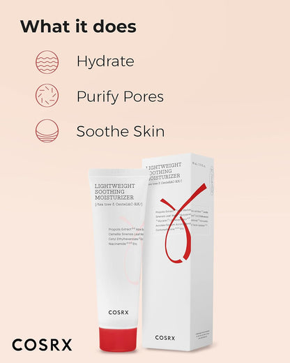 COSRX AC Collection Lightweight Soothing Moisturizer, 80ml | Aloe Vera Leaves Extract 71.2% | Cruelty Free, Paraben Free, Korean Skincare