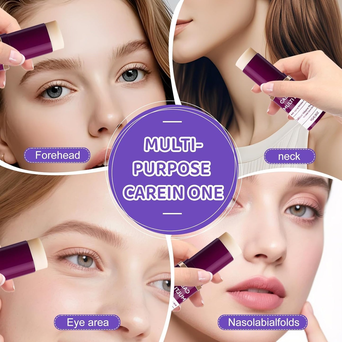 2PCS Calcium Multi Balm, Calcium Volume Multi Balm, Pure Collagen Wand Stick for Face, Korean Collagen Stick Anti-Aging, Hydrating, Suitable for Eyes, Face, Neck