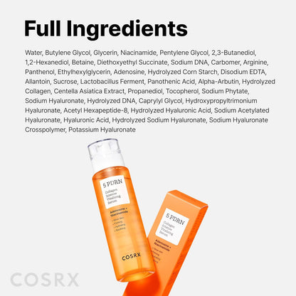 COSRX 5 PDRN Collagen Intense Vitalizing Serum for Face with 5 PDRN & Low Molecular Collagen, Glow serum for Skin Firming, Boosting and Viatalizing, 100ml, Korean Skincare