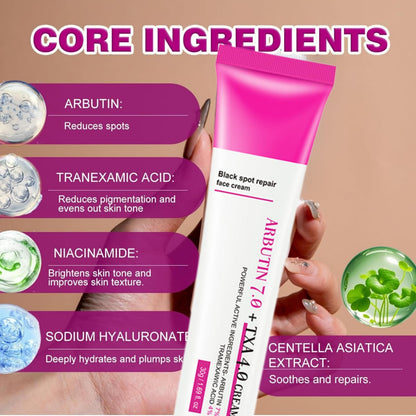 3PCS 7% Ar-butin + 4% Tranexamic Acid Cream，Dark Spot Corrector Face Cream for Women, Skin Brightening Korean Moisturiser, Anti Aging Hydrating Cream for Pigmentation, Reduces Redness，Even Skin Tone