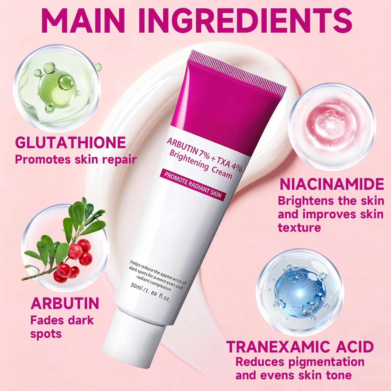 2 Pcs Arbutin 7% + Tranexamic Acid 4% Cream,Moisturiser Arbutin Cream,Dark Spot Remover for Face Uneven Skin Tone