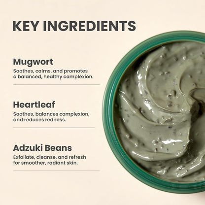 AXIS-Y Mugwort Pore Clarifying Wash Off Pack Face Exfoliator Targets Clogged Pores, Whitehead & Blackhead Remover Vegan Korean Skin Care Glass Skin Clay Mask 3.38 Fl. Oz.