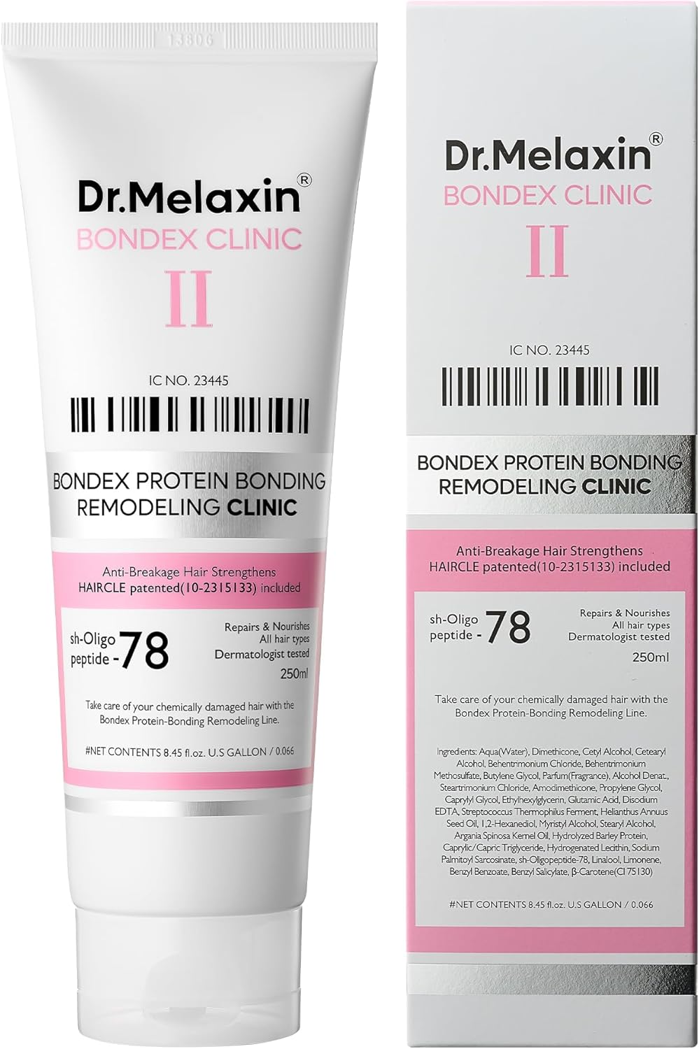 Dr.Melaxin Bondex Remodeling Salon Bonding Treatment Deep Repair For Bleached & Damaged Hair With Bonding Peptides + Argan Oil 8.45 Fl Oz (Pack of 1) White