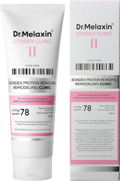 Dr.Melaxin Bondex Remodeling Salon Bonding Treatment Deep Repair For Bleached & Damaged Hair With Bonding Peptides + Argan Oil 8.45 Fl Oz (Pack of 1) White