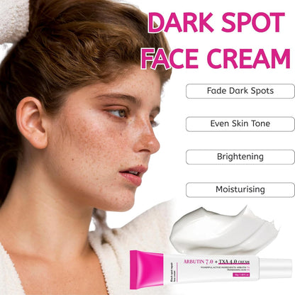 Arbutin 7% + TXA 4% Brightening Cream, Hydrating Face Moisturiser, Dark Spot Remover with Glutathione & Niacinamide, Skin Lightening Cream for Dark Spots, Blemishes, Uneven Tone & Dullness