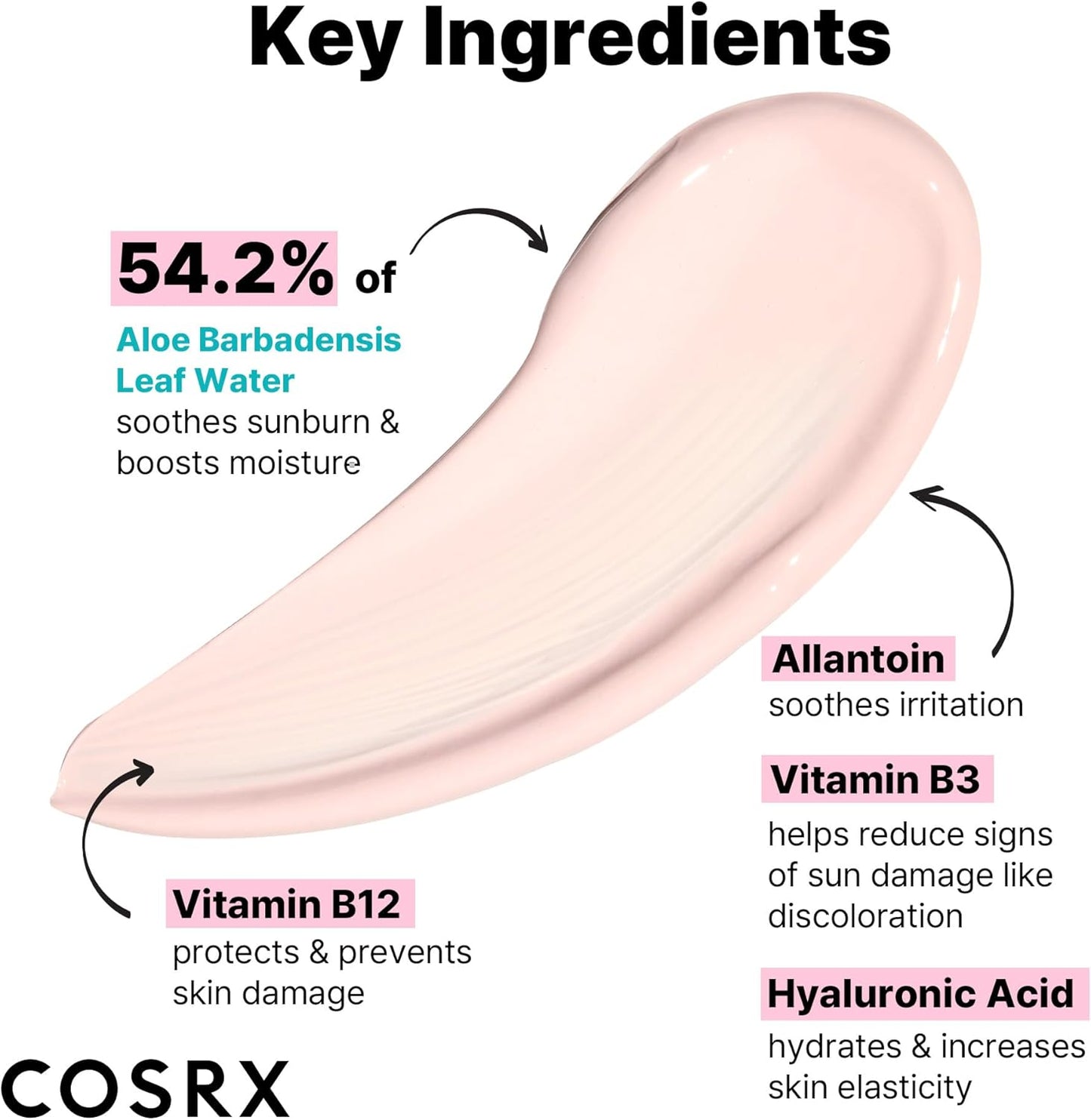 COSRX Aloe 54.2 Aqua Tone-up Sunscreen SPF 50, Hydrating tinted sunscreen for sensitive skin, UV Protection, Non-greasy, Korean Sunscreen, Korean Skincare