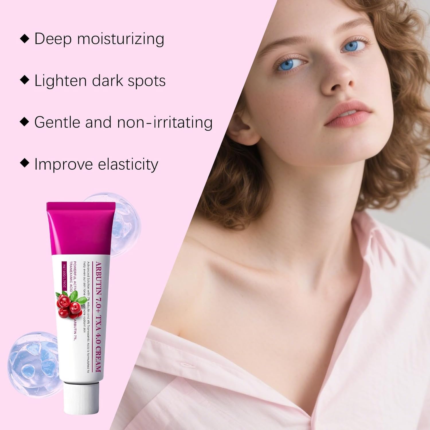 2PCS Arbutin 7% + Tranexamic Acid 4% Cream, Dark Spot Remover for Face Hyperpigmentation, Reduces Freckles & Blemishes,Even Skin Tone, Brightening Moisturiser with Glutathione & Niacinamide