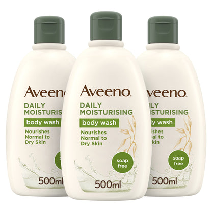 Aveeno Daily Moisturising Body Wash, With Soothing Oat, Suitable For Sensitive Skin, Gently Cleanses and Nourishes, Soap-Free, Lightly Scented, 300ml