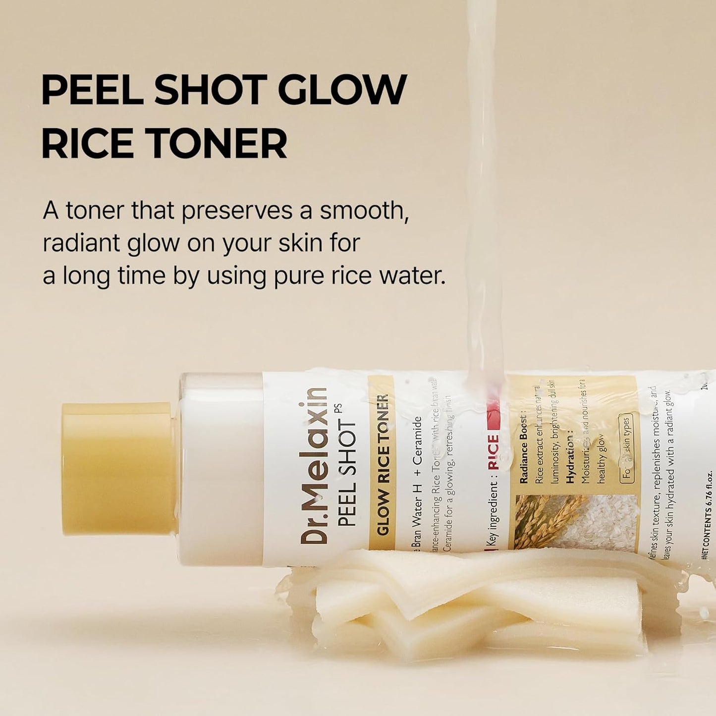 Dr.Melaxin Peel Shot Glow Rice Toner Hydrated Skin Cleansing Skin Korean Skin Care 6.76 Fl Oz (Pack of 1) White
