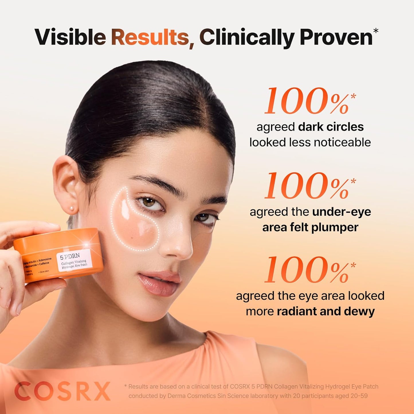 COSRX 5 PDRN Collagen Vitalizing Hydrogel Eye Patch, 60 Patches, Depuffing Under Eye Patches with PDRN, Collagen, Eye Masks for a Smoother, Refreshed-Looking Eye Area, Korean Skincare