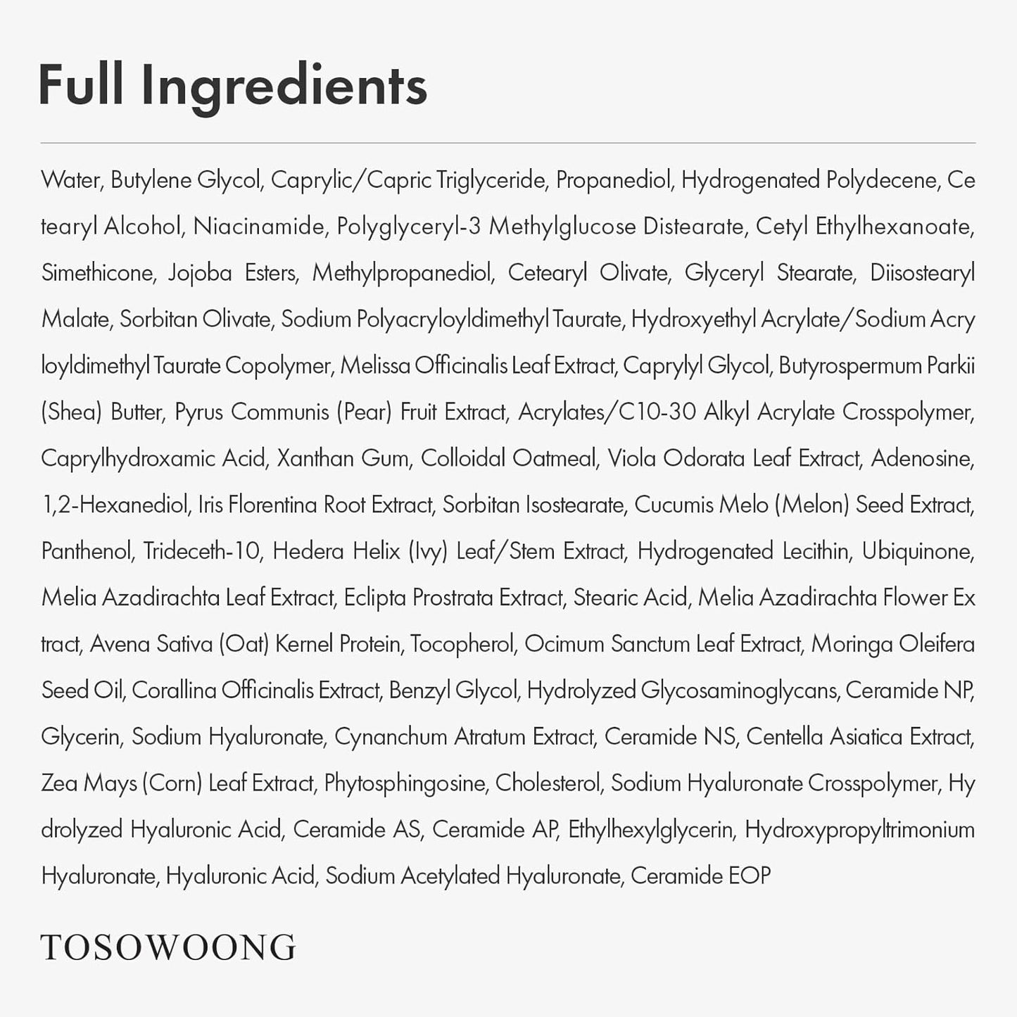 TOSOWOONG Real Oatmeal Relief Cream – Daily Face Moisturizer with Colloidal Oatmeal, Ceramide, Panthenol & Hyaluronic Acid, Korean Skincare, 50 ml / 1.69 fl. oz
