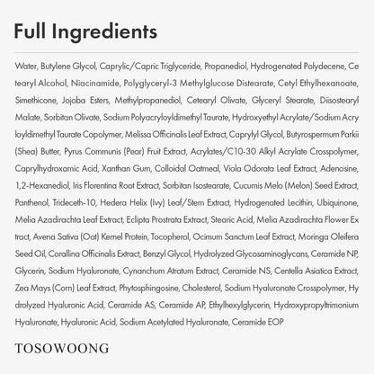 TOSOWOONG Real Oatmeal Relief Cream – Daily Face Moisturizer with Colloidal Oatmeal, Ceramide, Panthenol & Hyaluronic Acid, Korean Skincare, 50 ml / 1.69 fl. oz