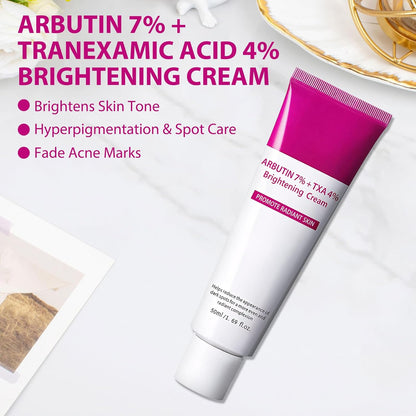 Arbutin 7% + Tranexamic Acid 4% Cream,Arbutin 7.0 Txa 4.0 Cream,Even Skin Tone, Fading Marks,Moisturiser, Gentle Skincare (50 ml)