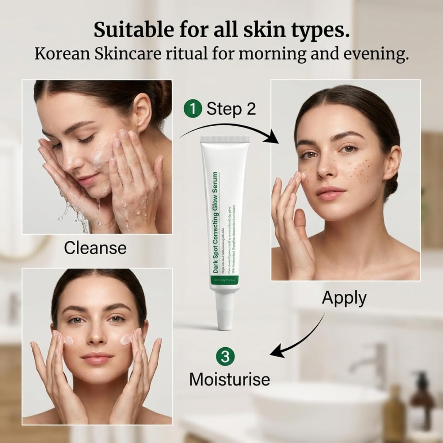 Dark Spot Correcting Glow Serum for Face, Niacinamide Serum for Hyperpigmentation & Skin Brightening, Dark Spot Remover Essence to Fade Pore Marks & Even Skin Tone, Intense Hydrating Formula, 40g*2