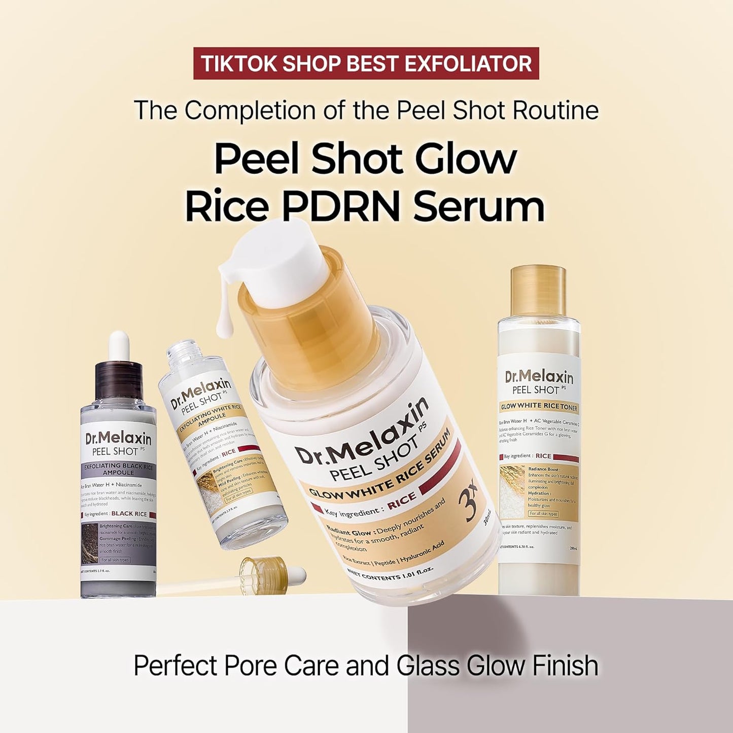 Dr.Melaxin Peel Shot Glow Rice Pdrn Serum Facial Skin Care Smooth Texture For Pore Care Korean Skin Care 30 ml