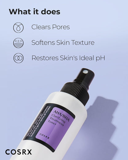 COSRX AHA/BHA Treatment Toner Facial Exfoliating Spray with Glycolic Acid, Blemish Control and Oil Balancing Korean Toner, Gentle Exfoliation and Minimizing Whiteheads and Pores Korean Skincare 150ml