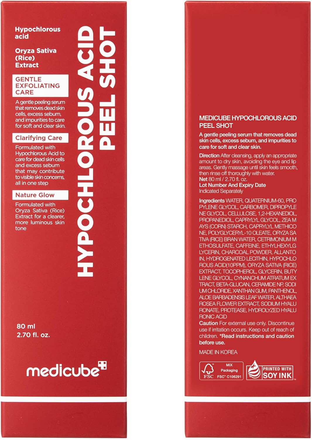 medicube Peel Shot with Hypochlorous Acid | Gentle Exfoliating Serum for Dead Skin Cells & Pores, Blackheads & Excess Sebum Control | Rice Extract, Panthenol for Hydrating & Smoothing Care | 2.7 fl.oz
