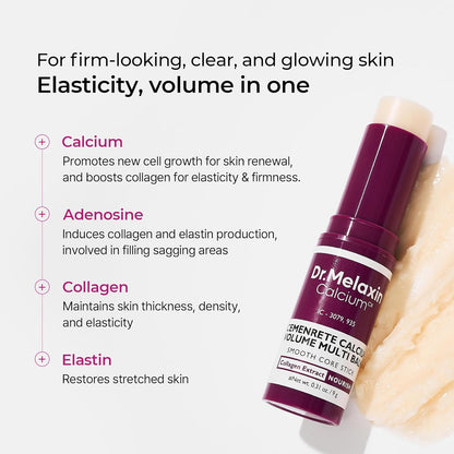 Dr.Melaxin Cemenrete Calcium Multi Balm Stick – Under Eye & Face Wrinkle Care, Firming & Hydrating Balm with Collagen, Smooth Makeup Prep & Instant Glow – Korean Skincare (9g)