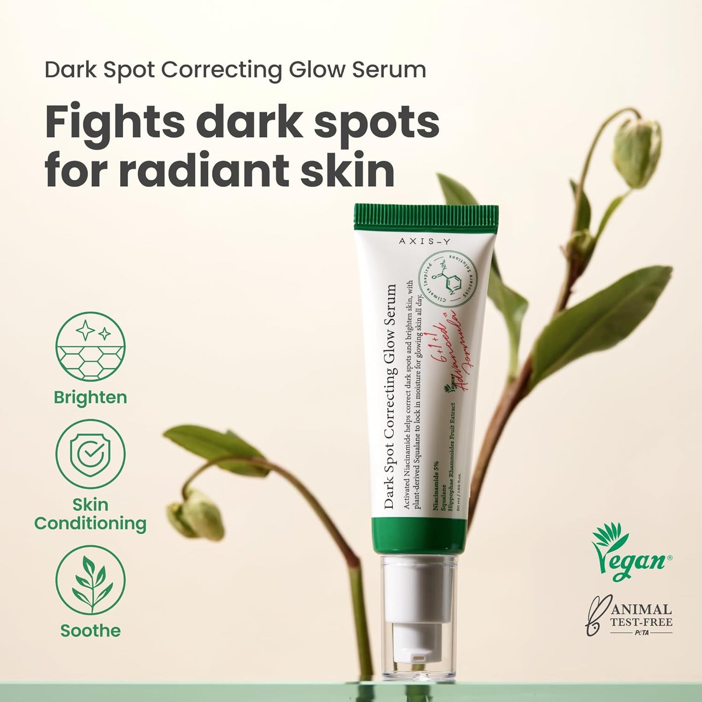 AXIS-Y Dark Spot Correcting Glow Serum - 5% Niacinamide K-Beauty Hyperpigmentation Dark Spot Remover - Vegan Korean Skincare Brightening Face Serum - 50ml/1.69 fl. oz.