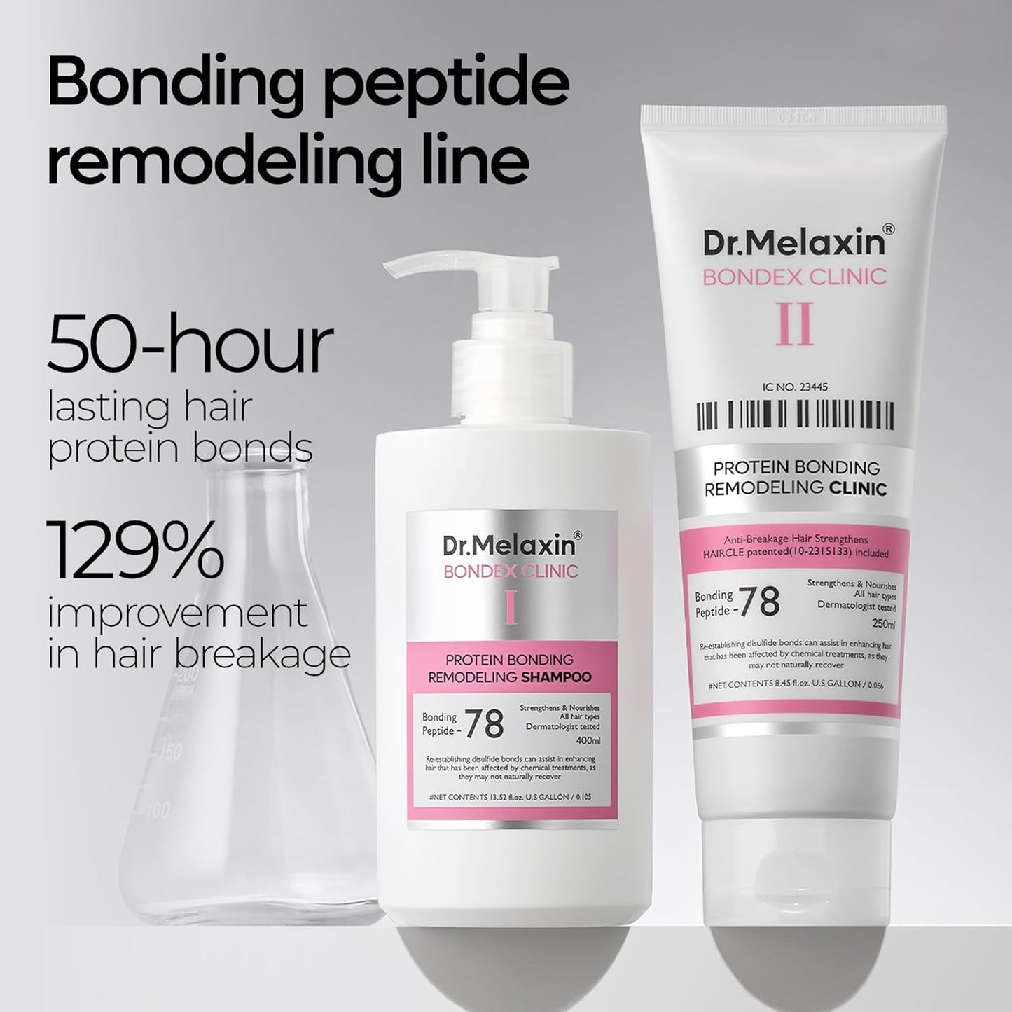 Dr.Melaxin Bondex Remodeling Salon Bonding Treatment Deep Repair For Bleached & Damaged Hair With Bonding Peptides + Argan Oil 8.45 Fl Oz (Pack of 1) White