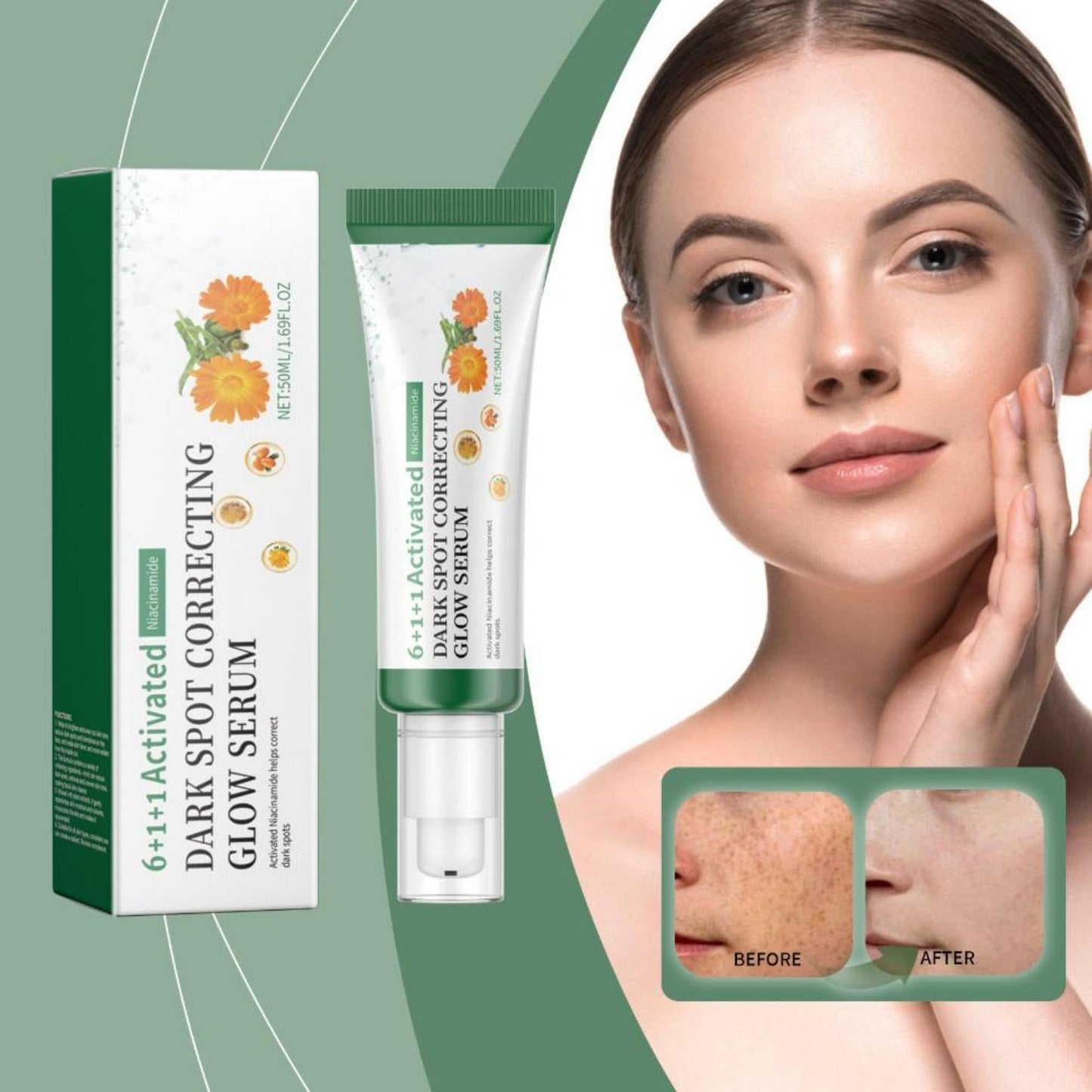 Activated Dark Spot Glow Serum - 6+1+1 Formula with Niacinamide for Brightening and Hydrating Face, Lightweight Korean Skincare Serum Targeting Uneven Tone, 50ml / 1.69 fl. oz Tube