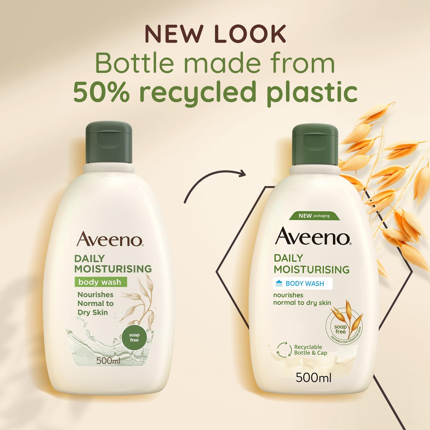 Aveeno Daily Moisturising Body Wash, With Soothing Oat, Suitable For Sensitive Skin, Gently Cleanses and Nourishes, Soap-Free, Lightly Scented, 300ml