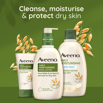 Aveeno Daily Moisturising Body Wash, With Soothing Oat, Suitable For Sensitive Skin, Gently Cleanses and Nourishes, Soap-Free, Lightly Scented, 300ml