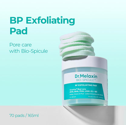 Dr.Melaxin Bp Pore Exfoliating Pad For Dead Skin & Blackheads Minimize Pores Prevent Breakouts Improve Skin Texture Korean Skincare 70Pads. White 165Ml