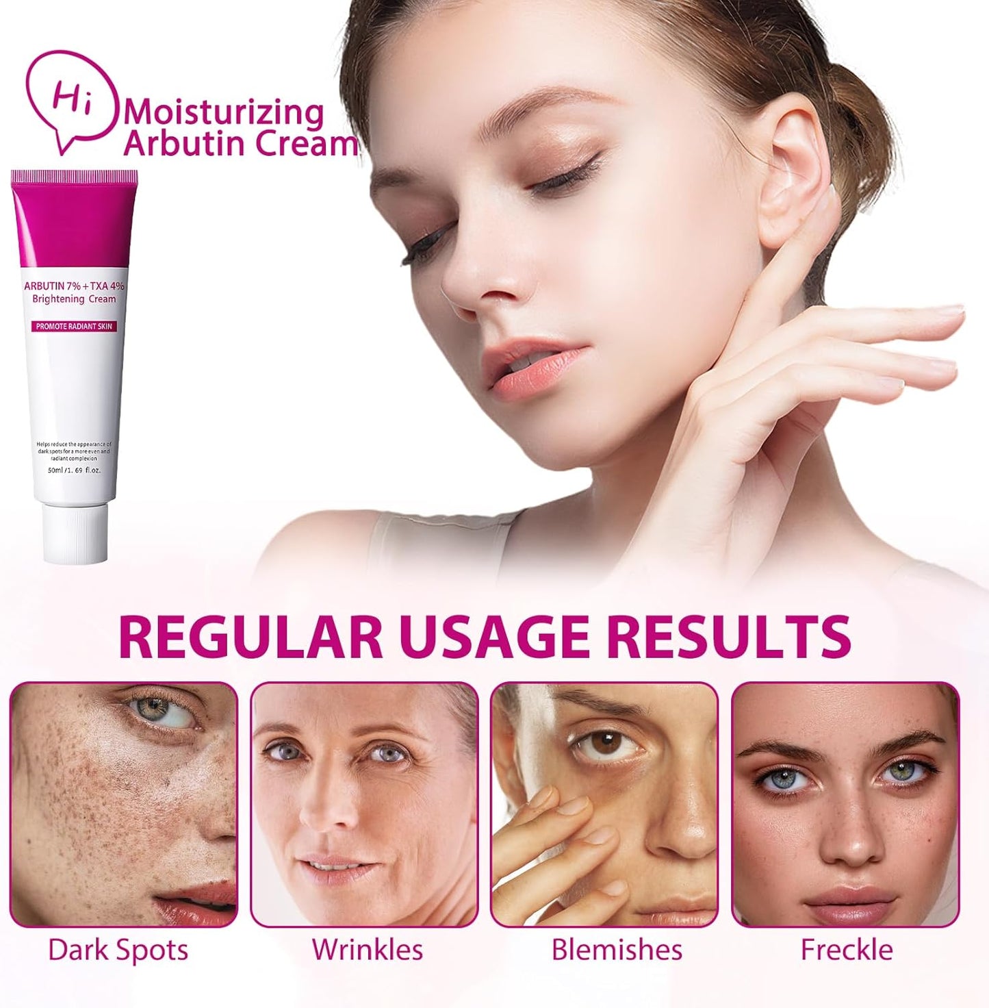 Arbutin 7% + Tranexamic Acid 4% Cream,Arbutin 7.0 Txa 4.0 Cream,Even Skin Tone, Fading Marks,Moisturiser, Gentle Skincare (50 ml)