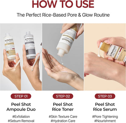 Dr.Melaxin Peel Shot Glow Rice Pdrn Serum Facial Skin Care Smooth Texture For Pore Care Korean Skin Care 30 ml