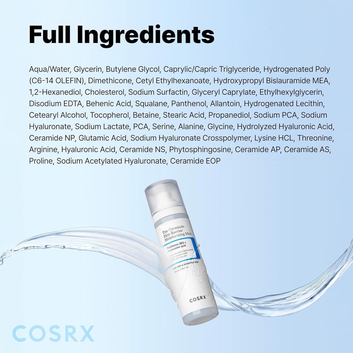 COSRX Barrier Cream Face Mist - Milky Toner with Ceramide & Hyaluronic Acid, Hydrating and Soothing Facial Spray for All Skin Types, 4.06 fl.oz, Korean Skin Care
