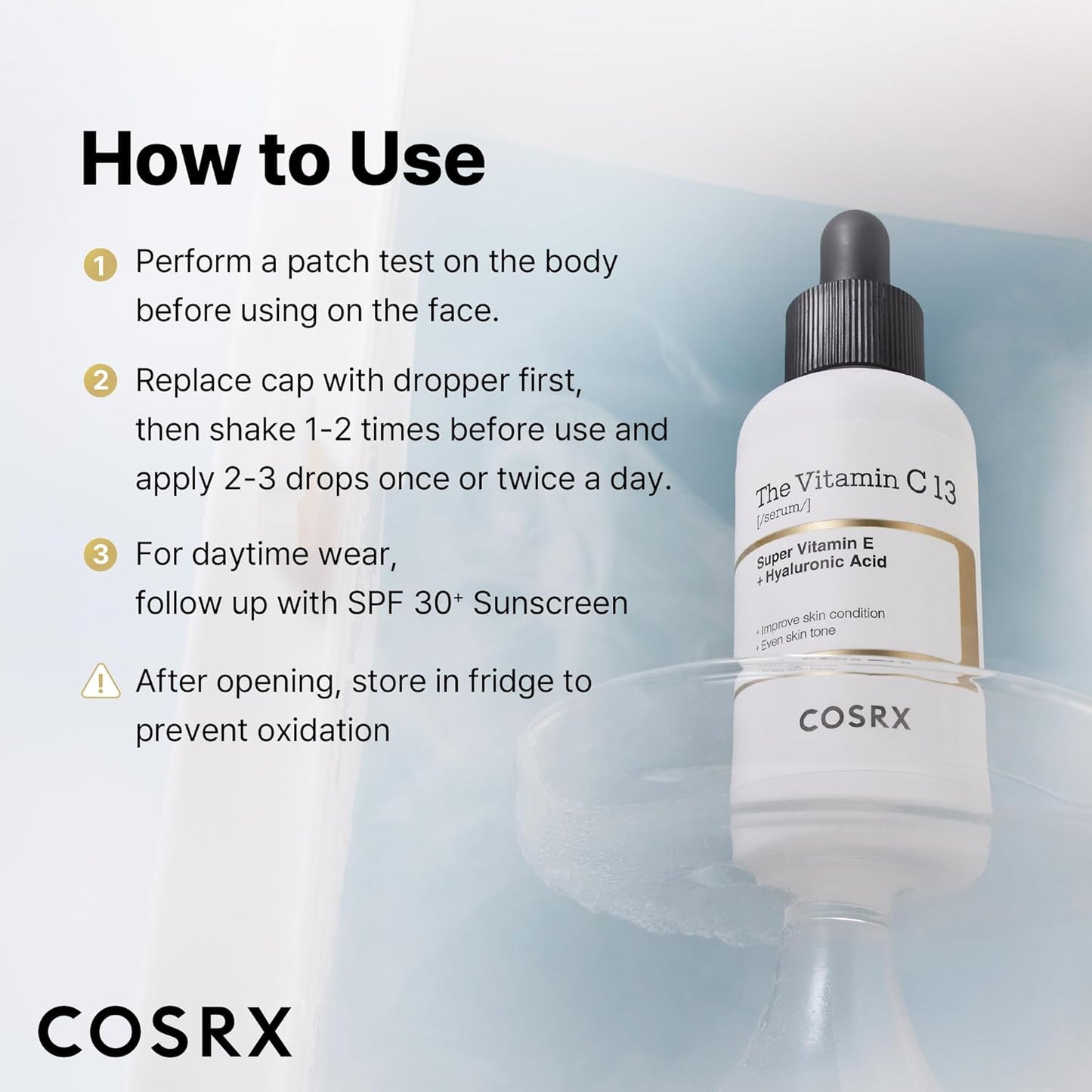 COSRX The Vitamin C 13 Serum 20ml (Renewal Edition), 13% Pure Vitamin C Vitamin E & Hyaluronic Acid, Facial Serum for Fine Lines, Uneven Skin Tone & Dull Skin, Korean Skincare
