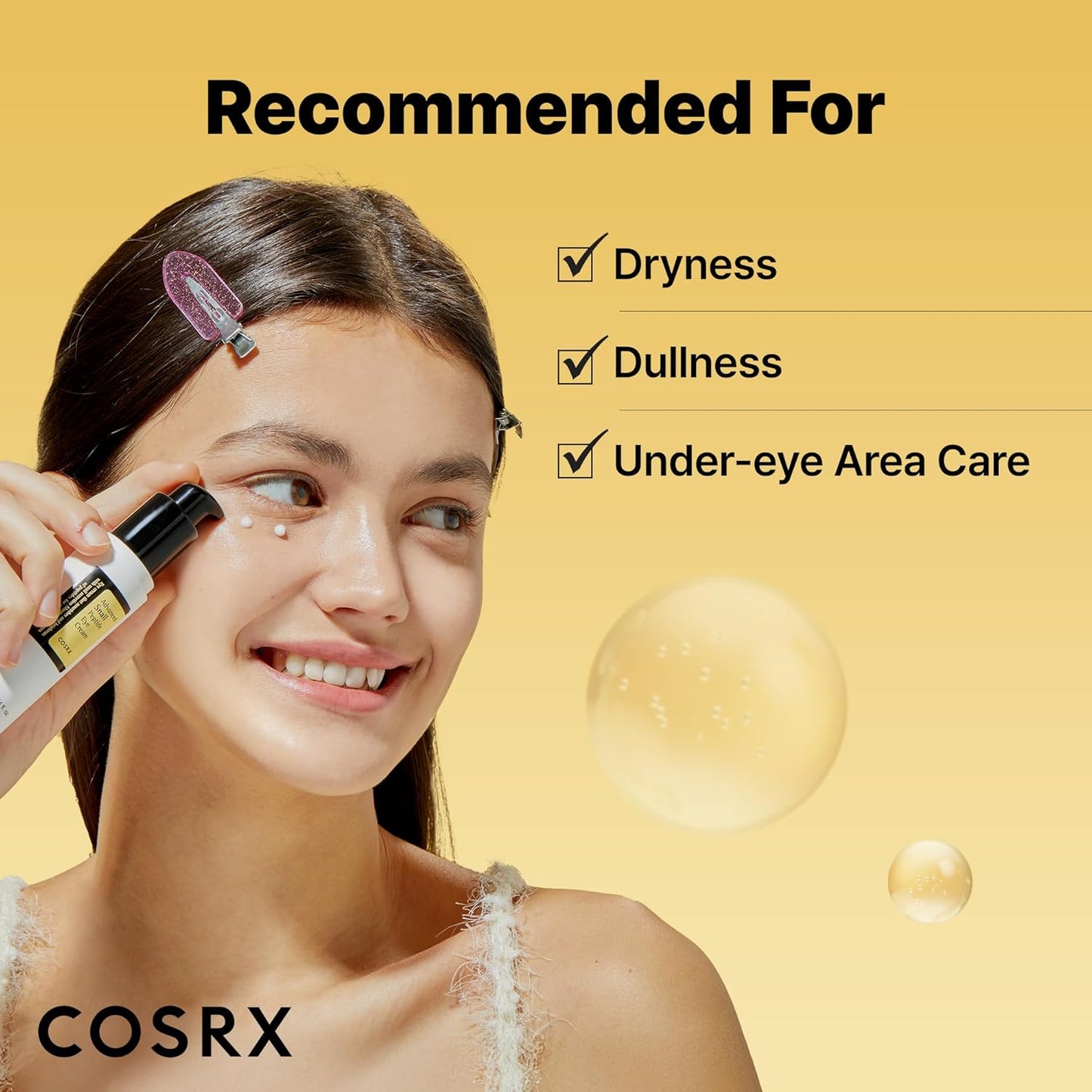 COSRX Snail Peptide Eye Cream with 73.7% Snail Mucin and Niacinamide, Brightening Korean Night Cream for Fine Lines and Dark Circles, Korean Skin Care