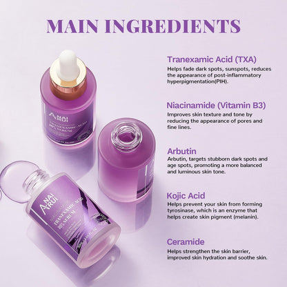 ANAiRUi 10% Tranexamic Acid Serum 30 ml, Dark Spot Correcting Serum with Tranexamic Acid + Hyaluronic Acid + Niacinamide, Targets Hyperpigmentation, Even Skin Tone